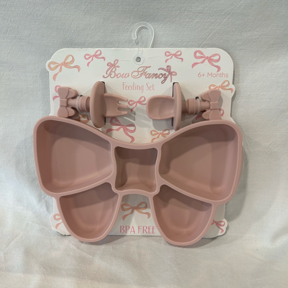 Pink Silicone Baby Feeding Set